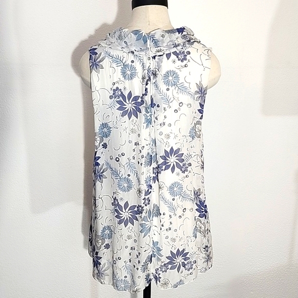 Ambra Blouse Silk Floral Sleeveless Cowl Neck White Size L - Picture 8 of 15